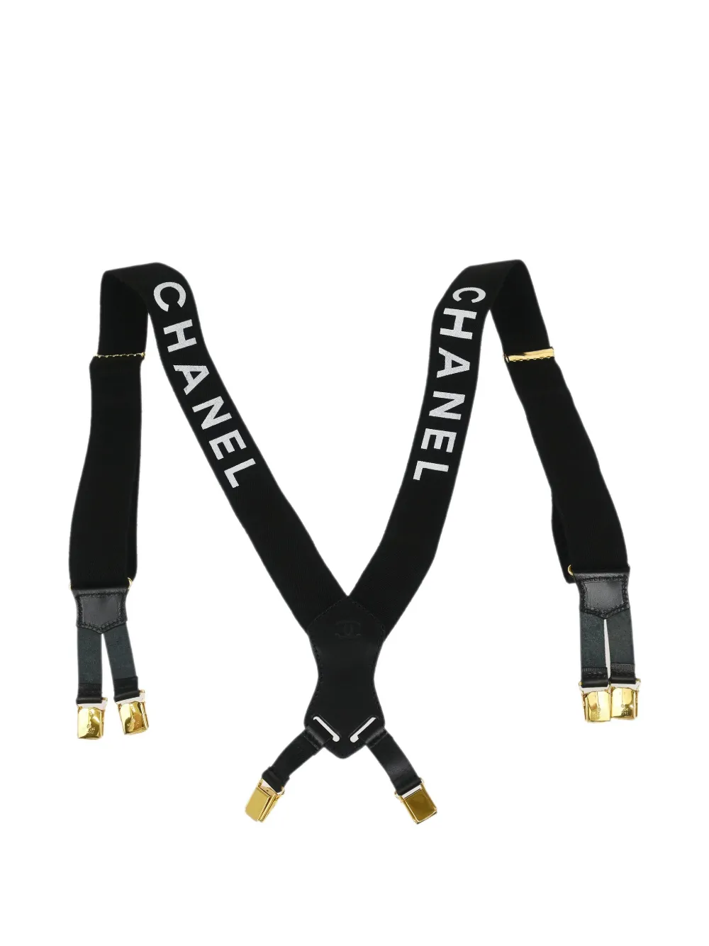 CHANEL Pre-Owned 1990-2000s ロゴ サスペンダー - ブラック CHANEL Pre-Owned 1990-2000s ロゴ サスペンダー - ブラック