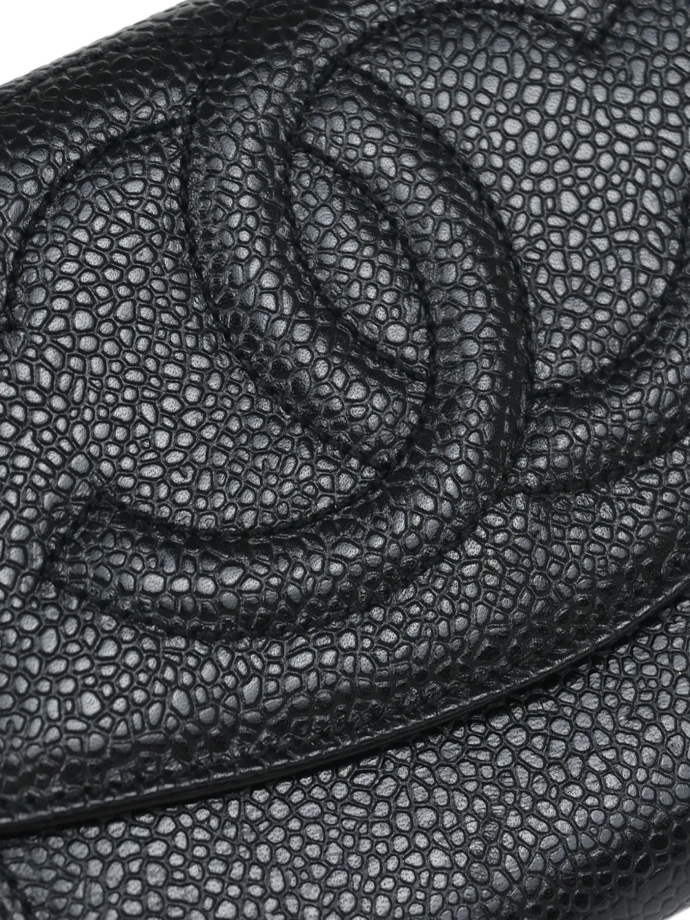 Pre-owned Chanel 1997 Logo-embossed Leather Wallet In Black