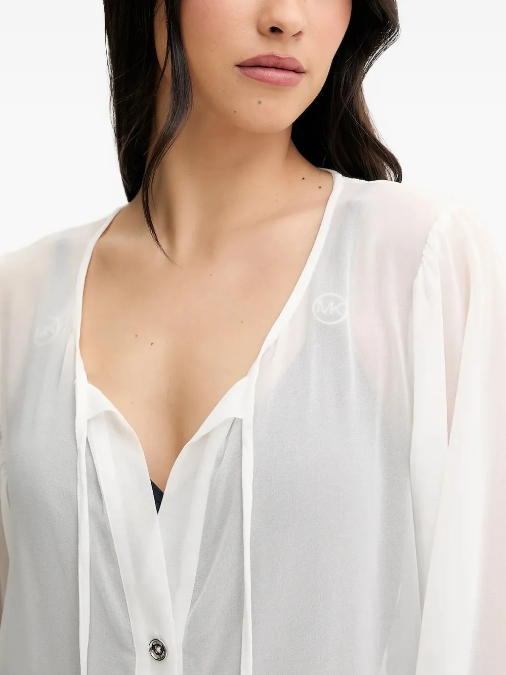Michael Kors button-front tie-neck top Wit