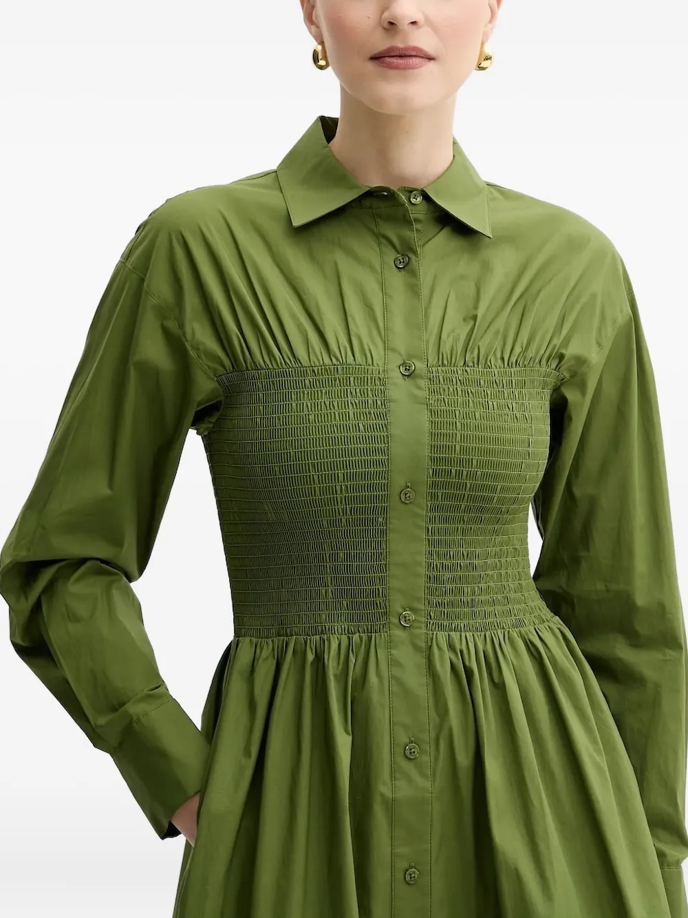 Michael Kors smocked shirt dress Groen