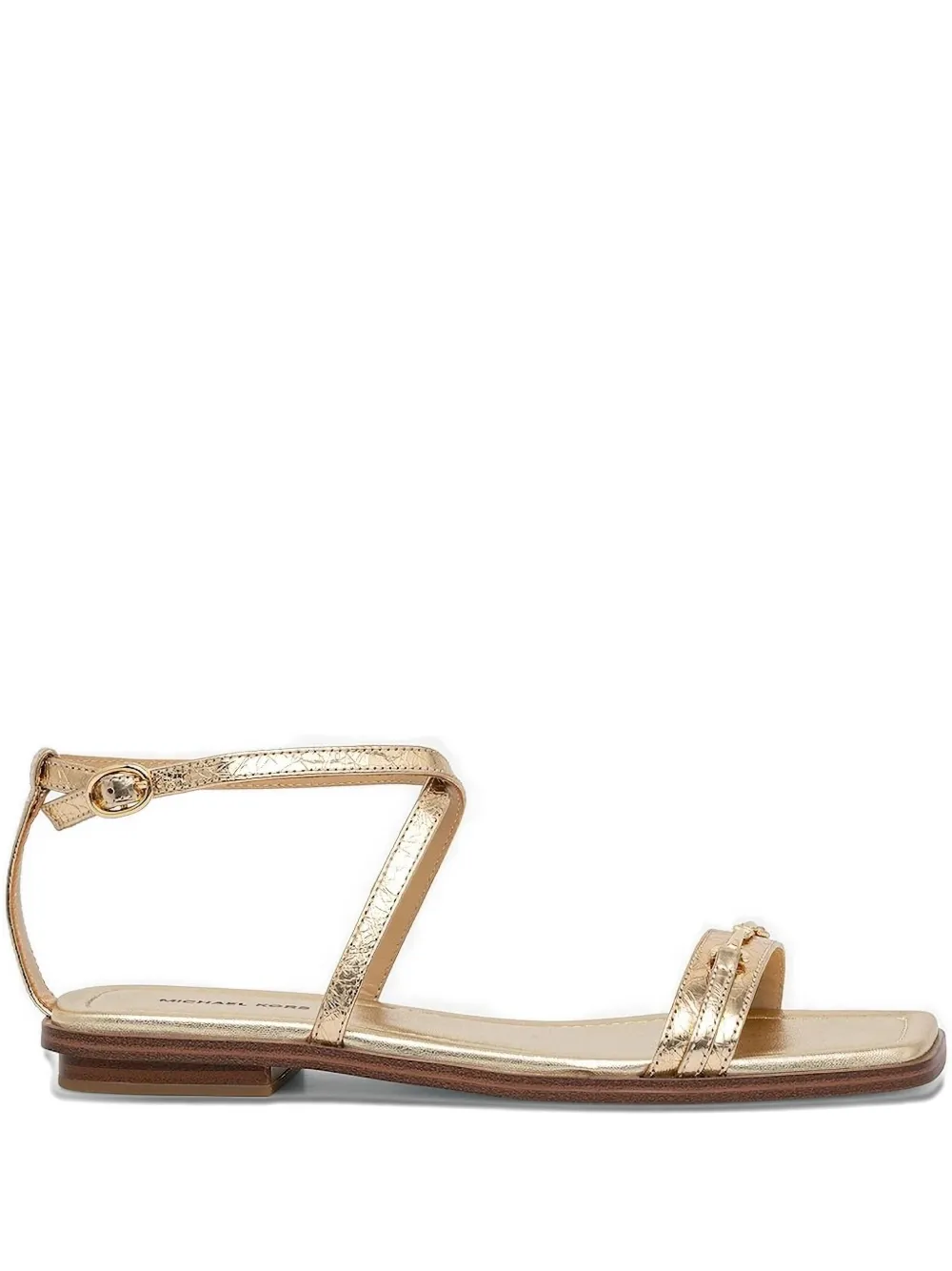 Michael Michael Kors Lena Metallic Leather Sandals In Gold
