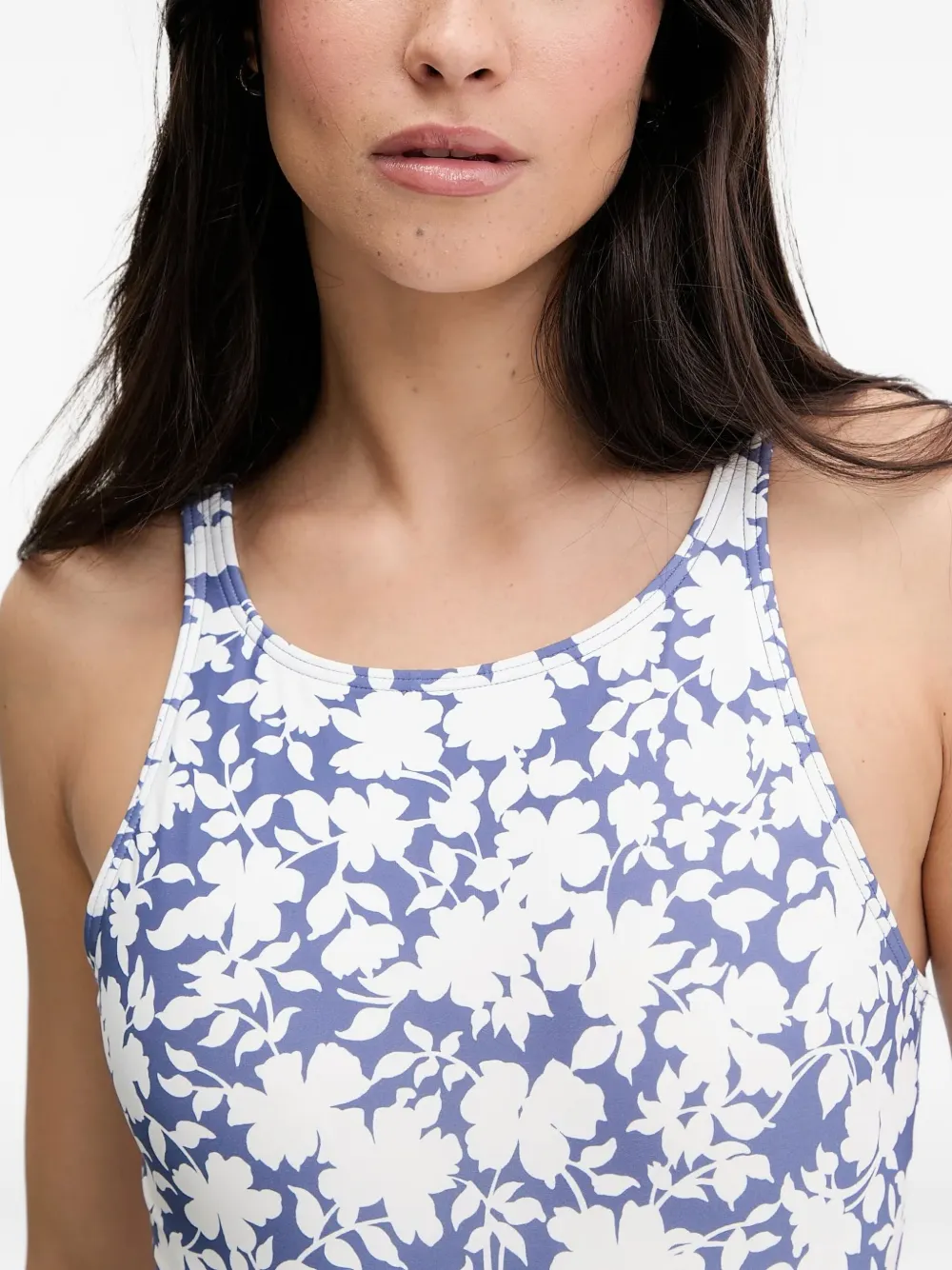 Michael Michael Kors Floral Ring Swimsuit In Blue