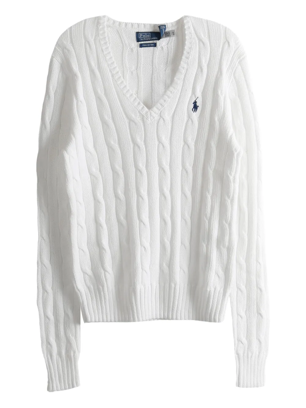 Polo Ralph Lauren cable-knit v-neck sweater Wit