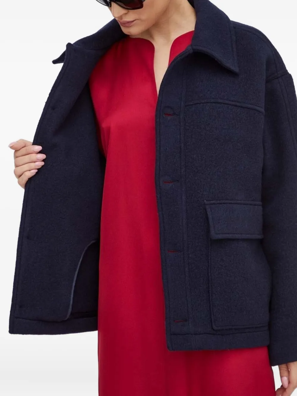 American Vintage Jack met opgestikte zak en knoopsluiting Blauw