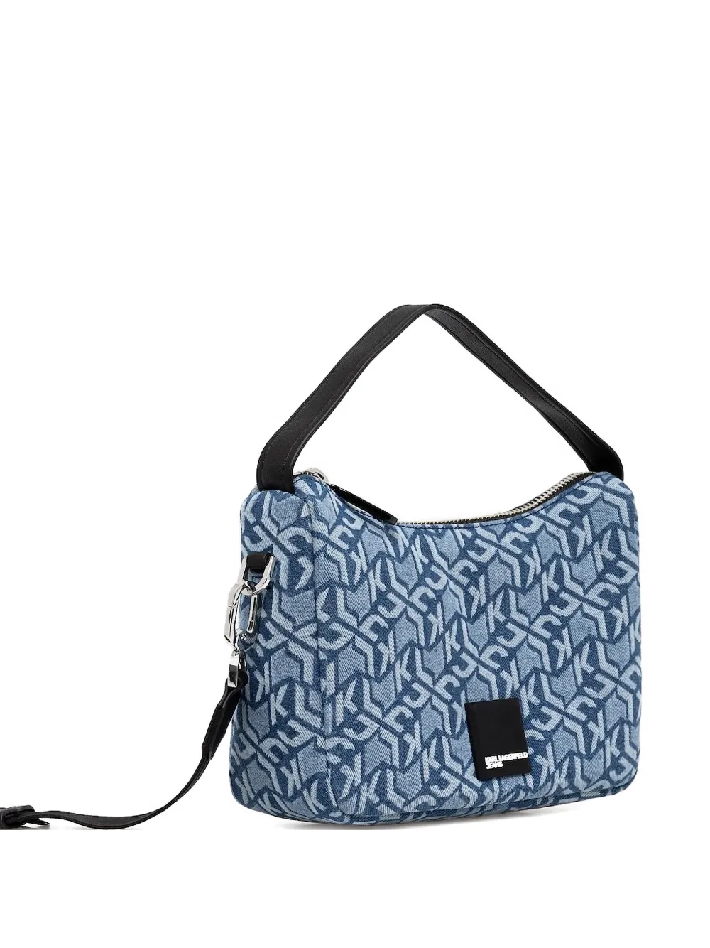 Karl Lagerfeld Jeans Logo-pattern Denim Satchel In Blue
