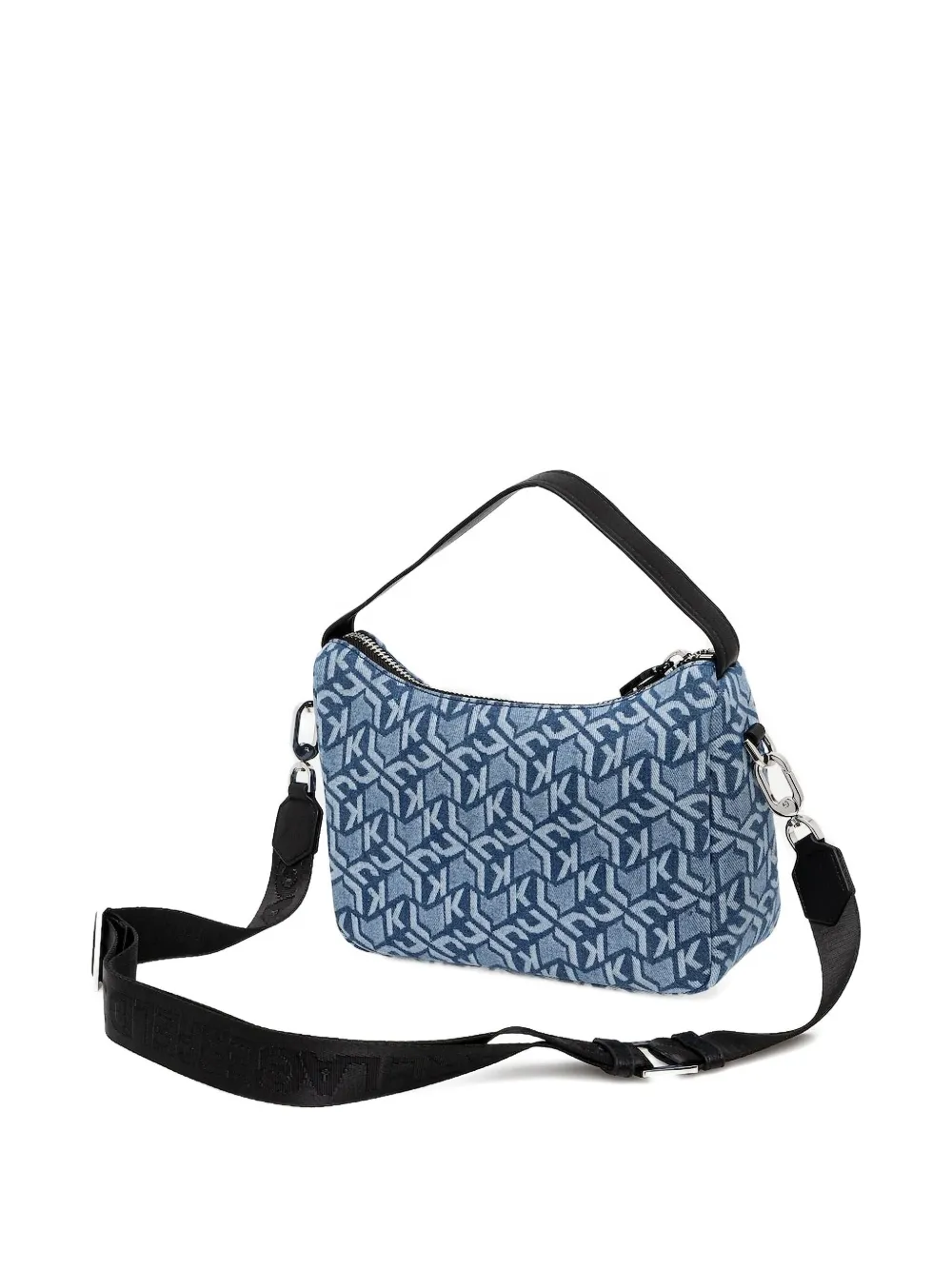 Karl Lagerfeld Jeans Logo-pattern Denim Satchel In Blue