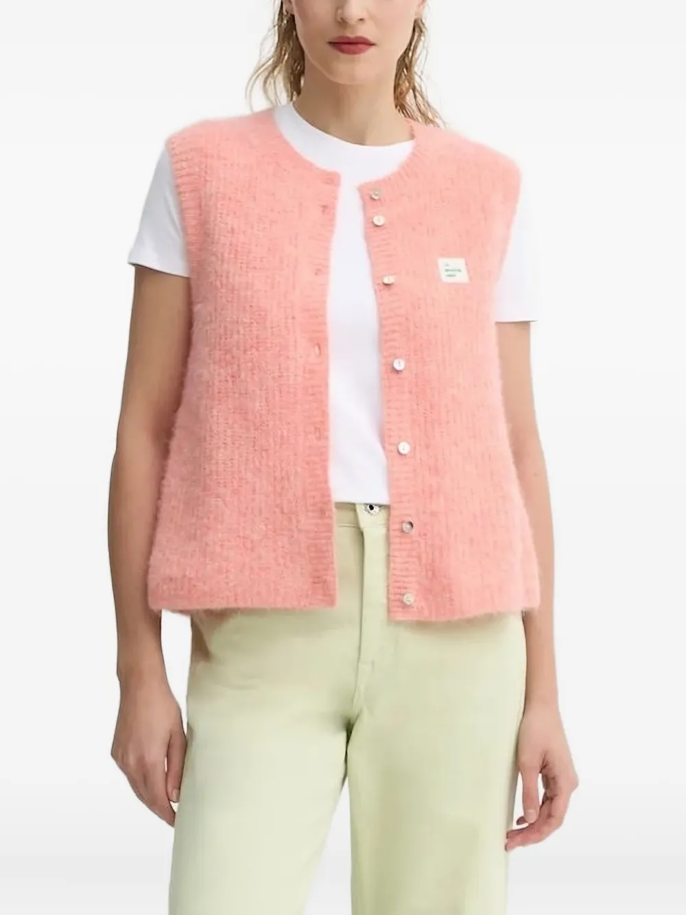 American Vintage East Button-up Vest In Pink