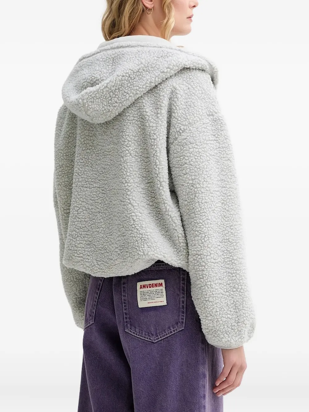 American Vintage Hoktown teddy-fleece zip-up hoodie Grijs