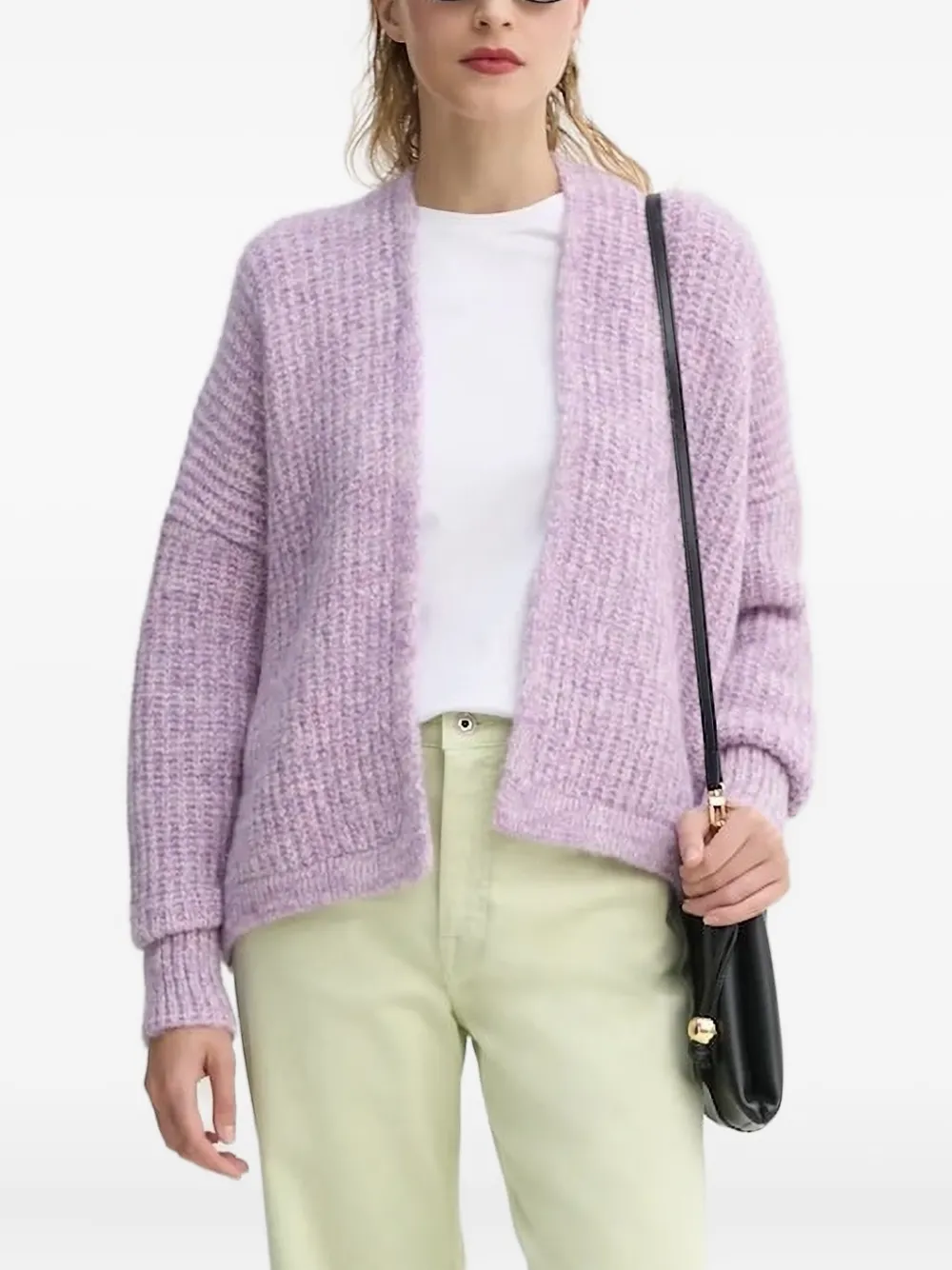 American Vintage textured ribbed cardigan | Purple | Image 1