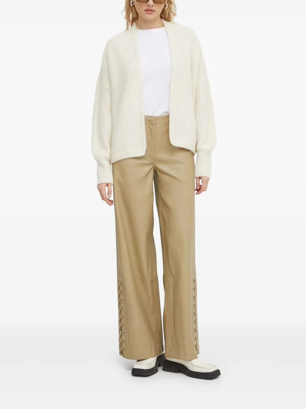 American Vintage Ribbed Open-front Cardigan In White