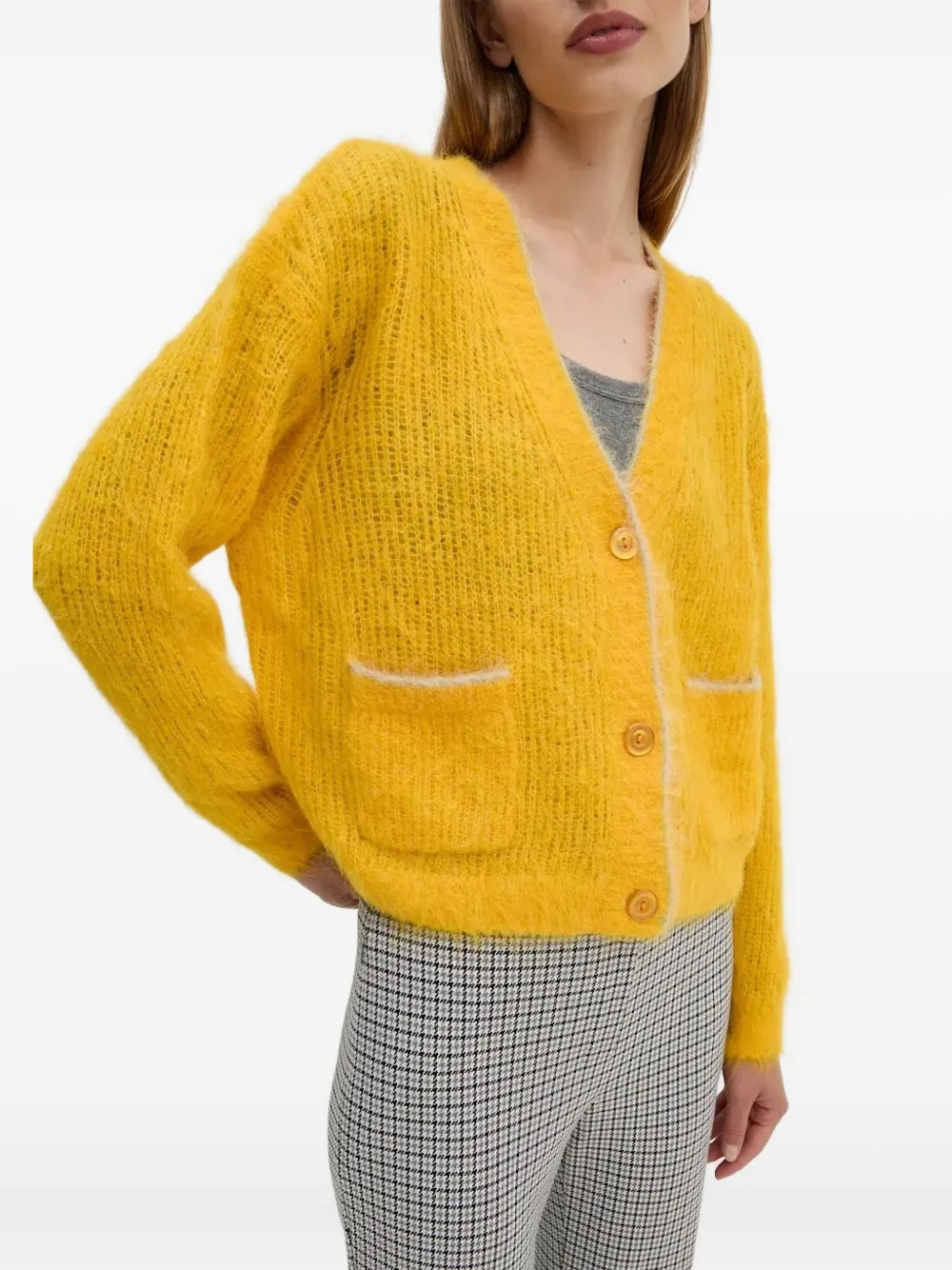 American Vintage Long-sleeve Button-front Cardigan In Yellow