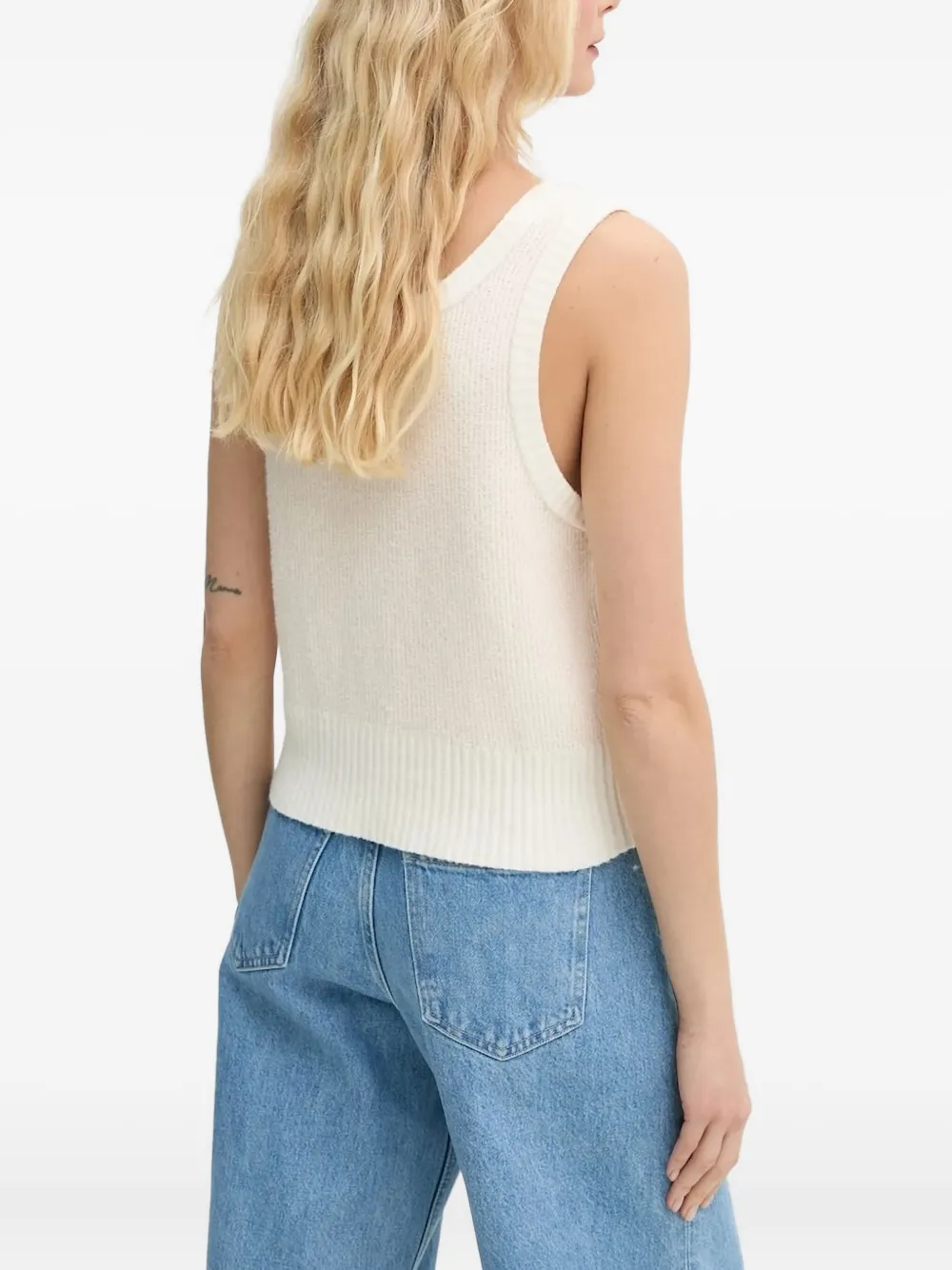 American Vintage Mouwloze top met diepe ronde hals Beige