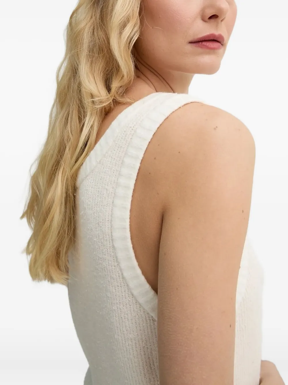 American Vintage Mouwloze top met diepe ronde hals Beige