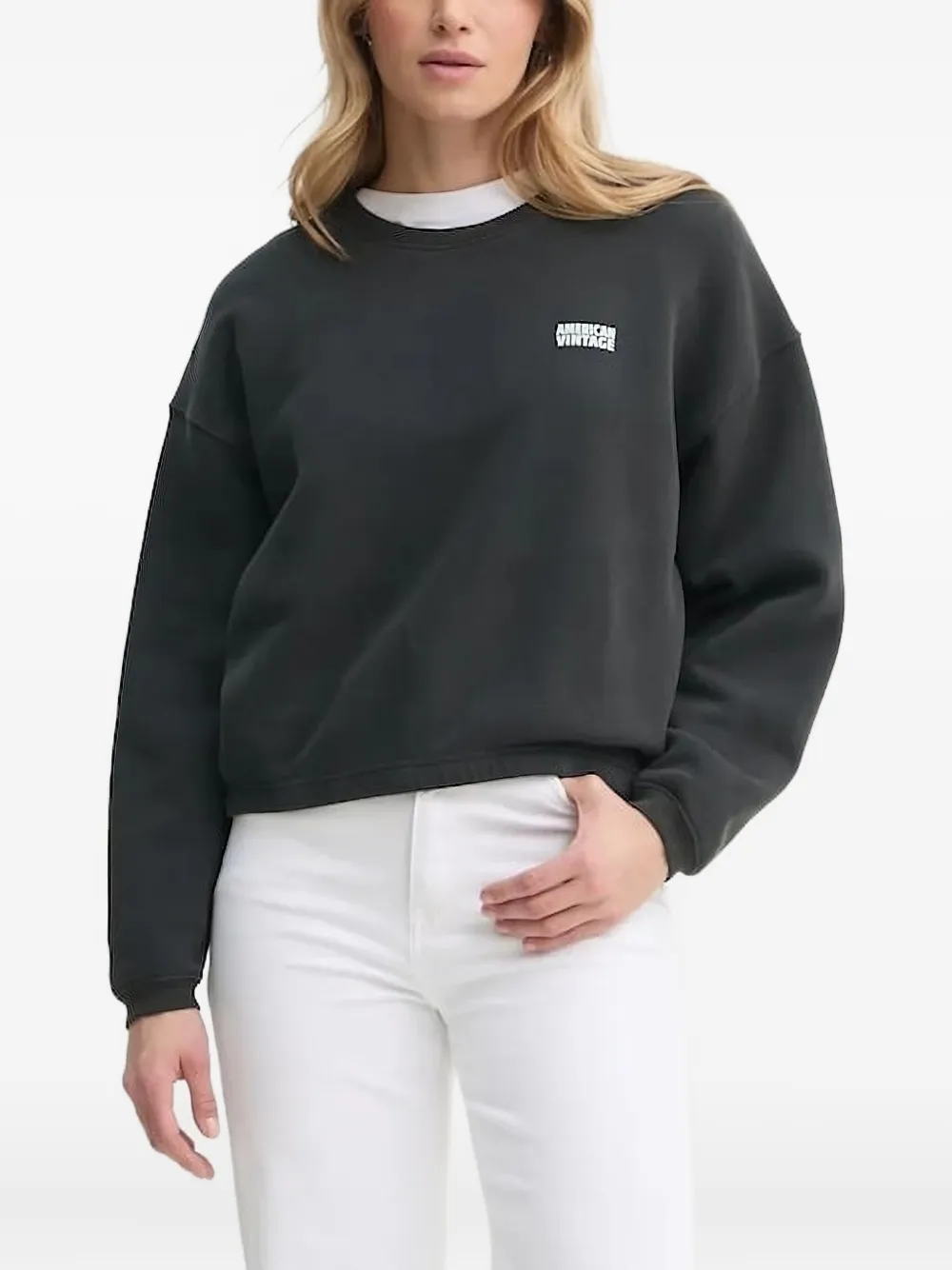 American Vintage Sweater met logoprint Zwart