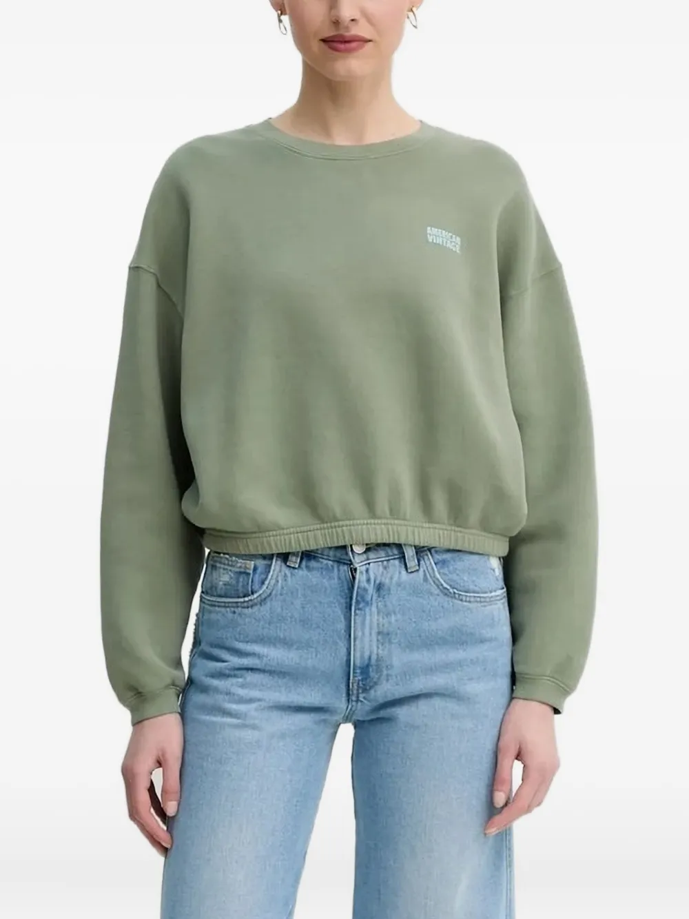American Vintage Izubird Logo-printed Sweatshirt In Green