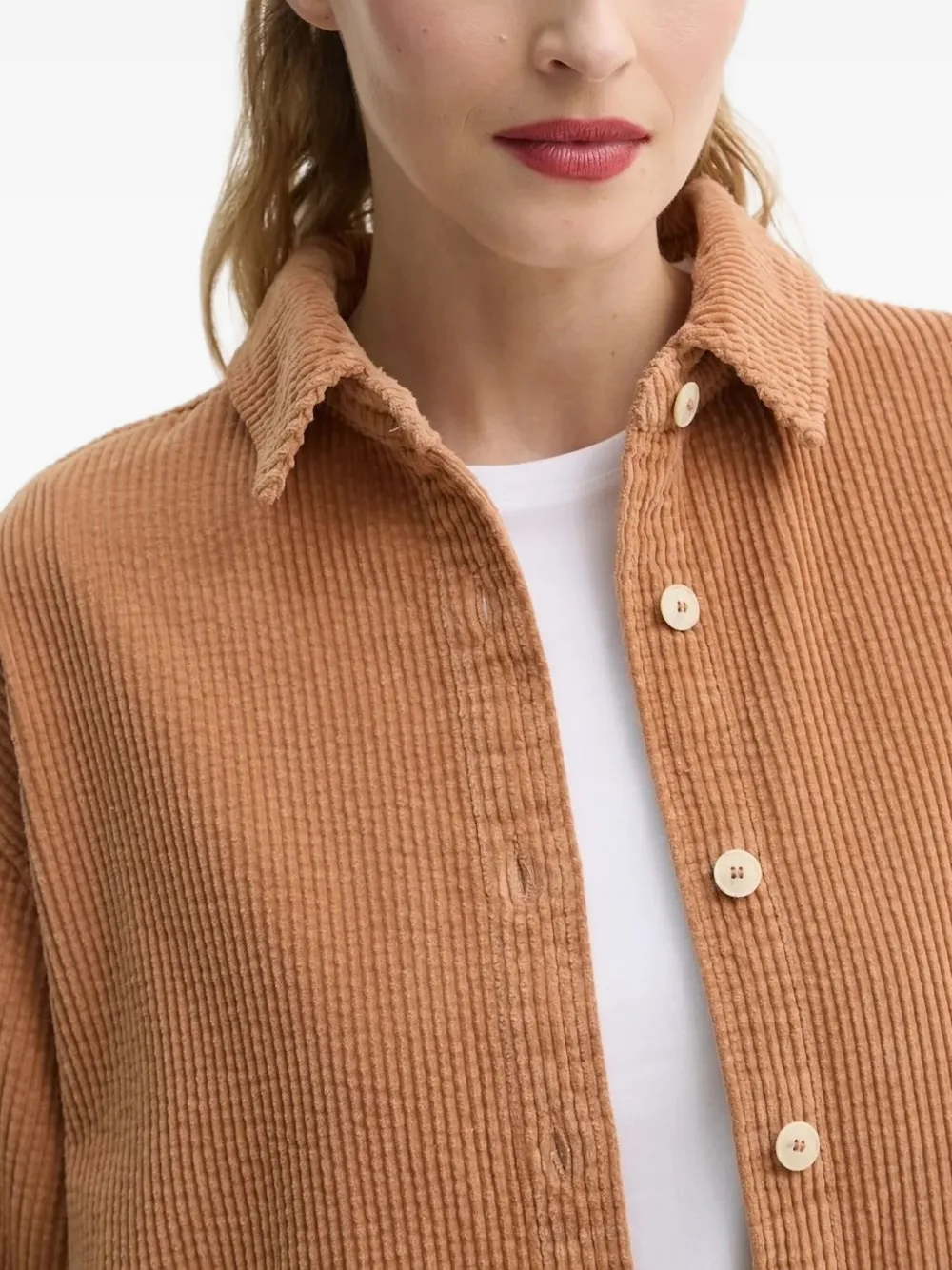 American Vintage Ribfluwelen blouse met knoopsluiting Bruin