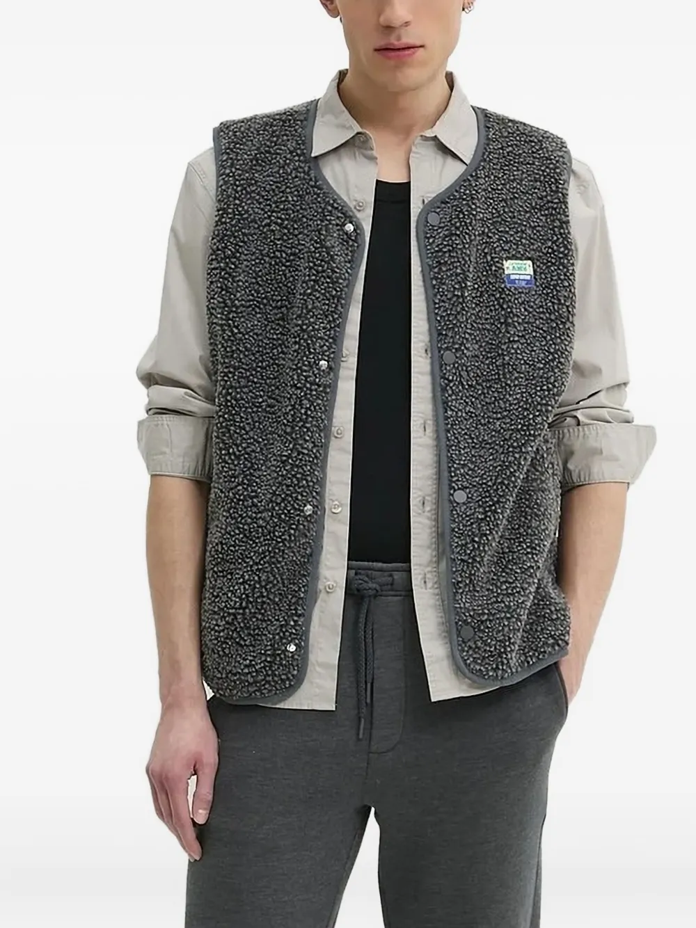 American Vintage fleece-texture button gilet Grijs