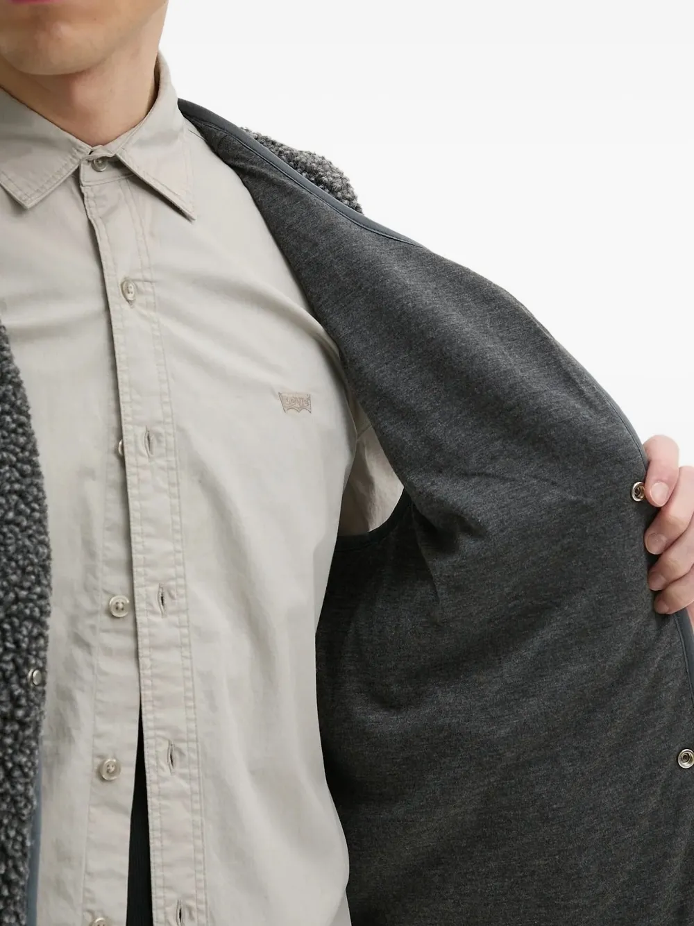 American Vintage fleece-texture button gilet Grijs