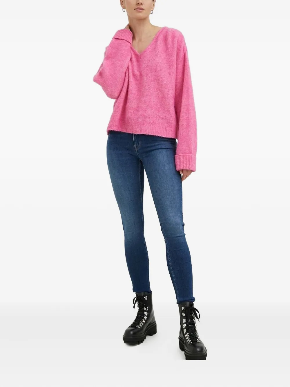 American Vintage East trui met V-hals Roze