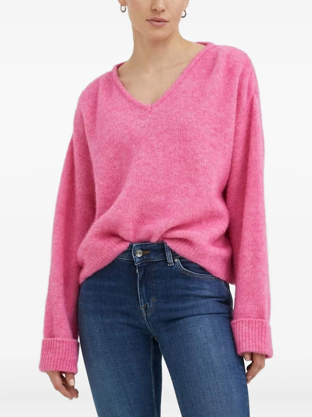 American Vintage East trui met V-hals Roze