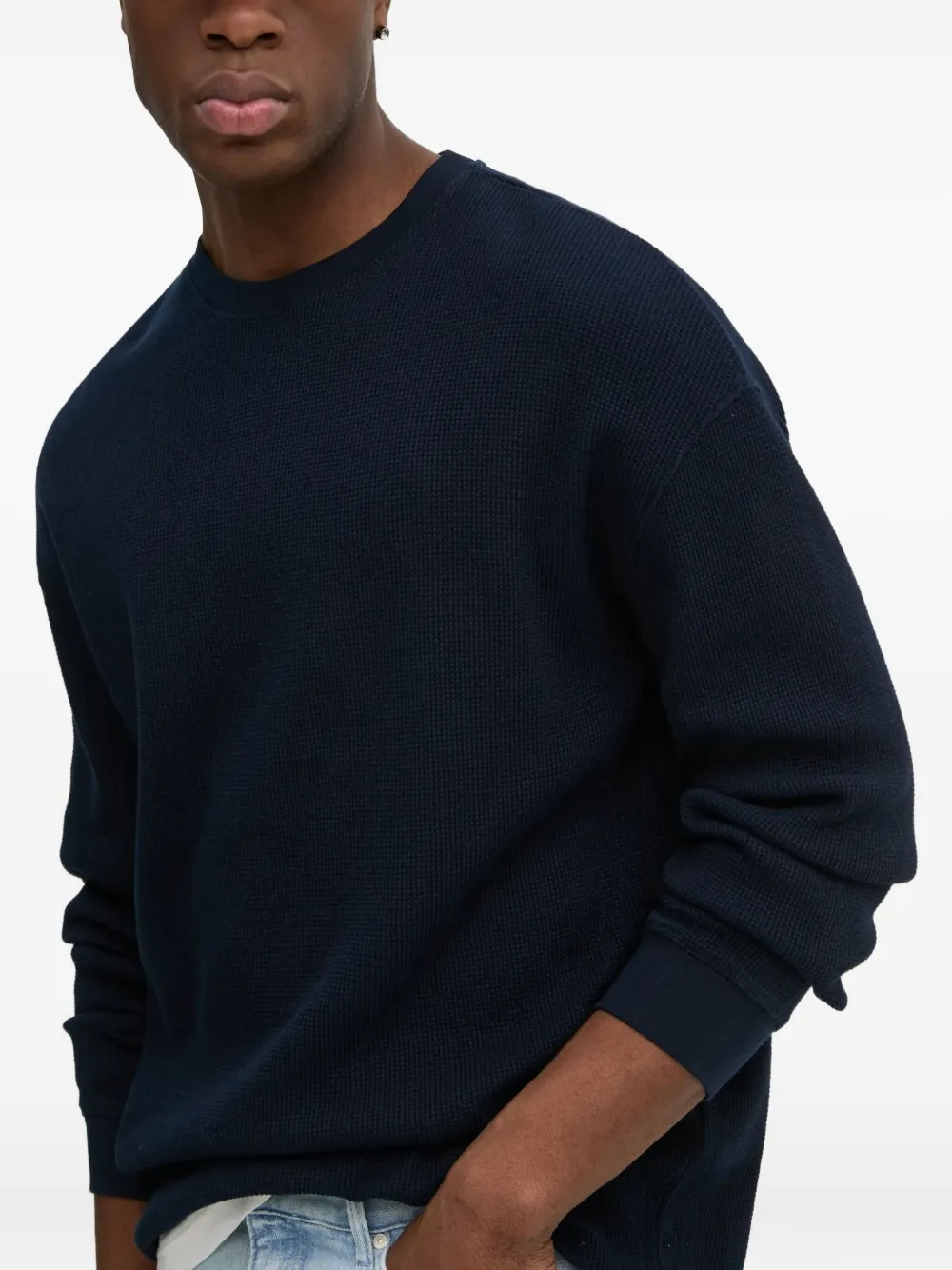American Vintage waffle-knit crew-neck jumper | Blue | Image 1