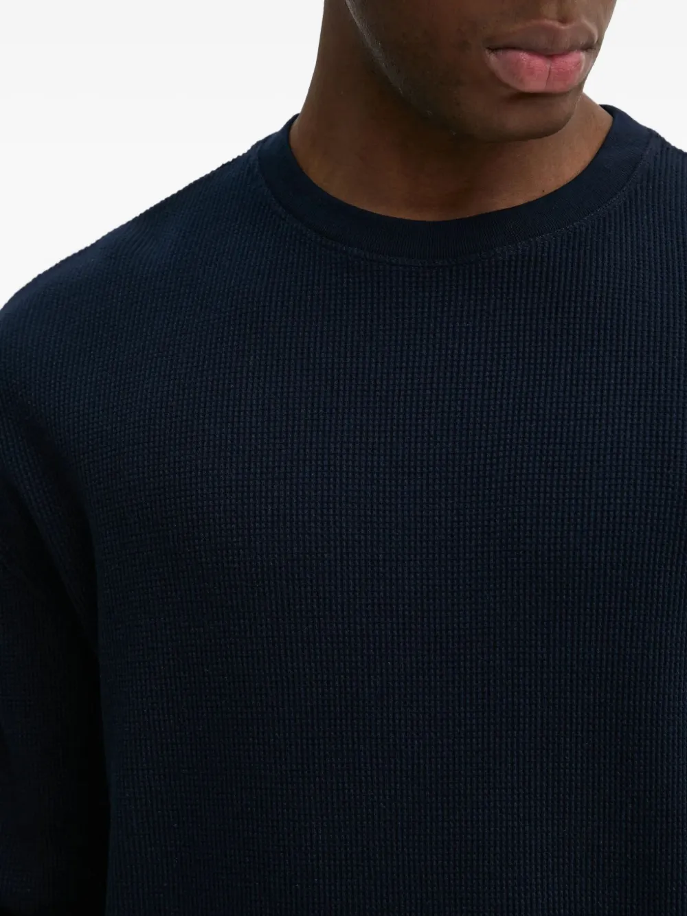 American Vintage Gebreide trui met wafelpatroon en ronde hals Blauw