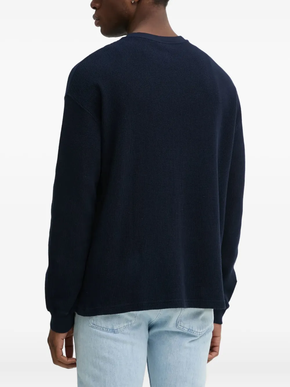 American Vintage Gebreide trui met wafelpatroon en ronde hals Blauw