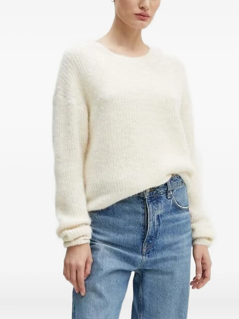 American Vintage Ribbed-knit Crew-neck Sweater In White