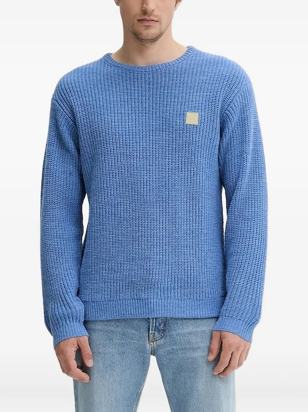 American Vintage Crashway ribbed-knit logo-patch sweater Blauw