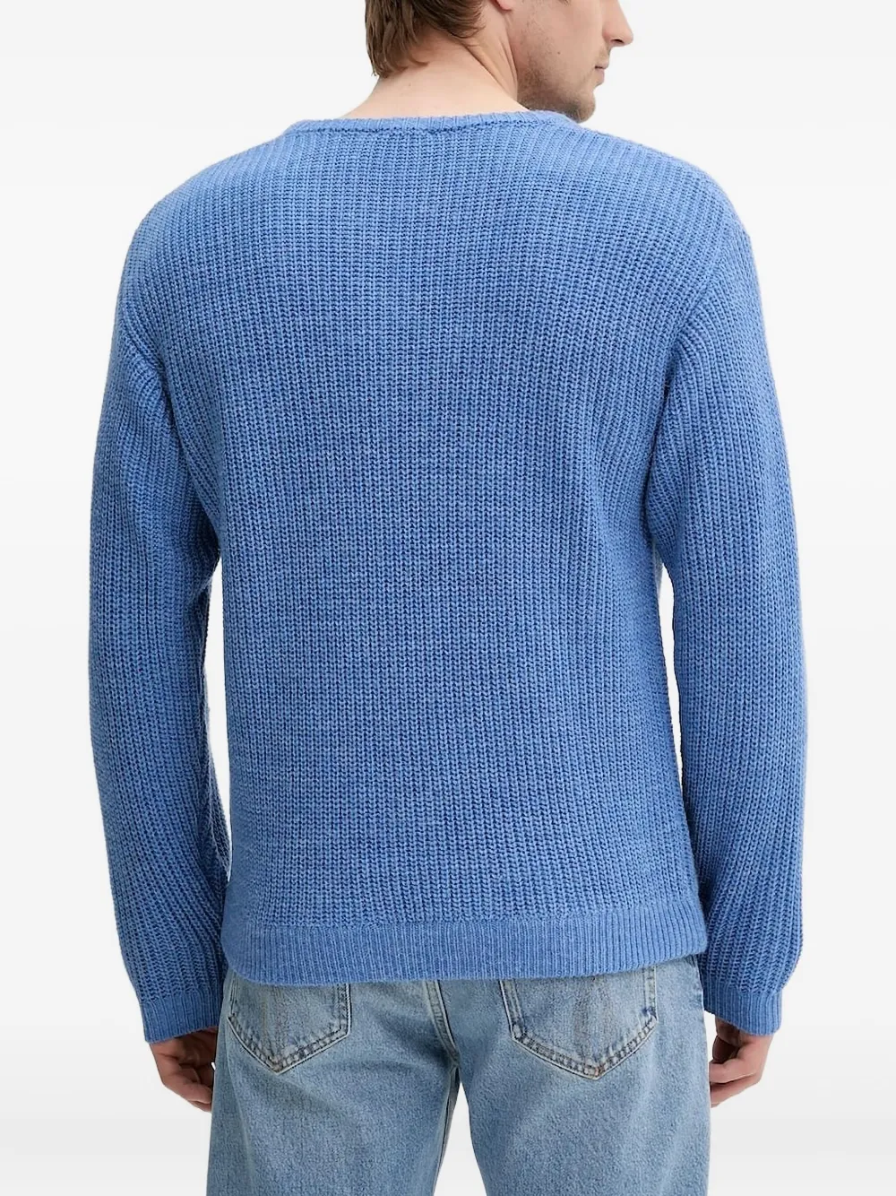 American Vintage Crashway ribgebreide trui met logopatch - Blauw