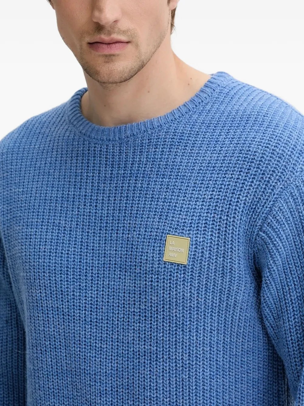 American Vintage Crashway ribgebreide trui met logopatch Blauw