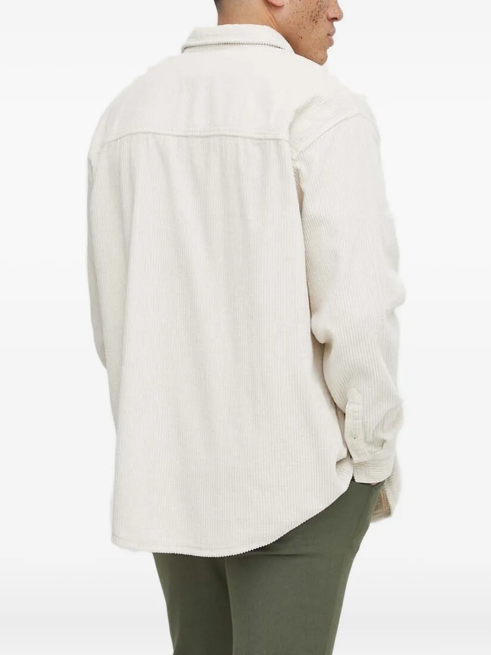 American Vintage Padow ribfluwelen overhemd met knoopsluiting - Beige