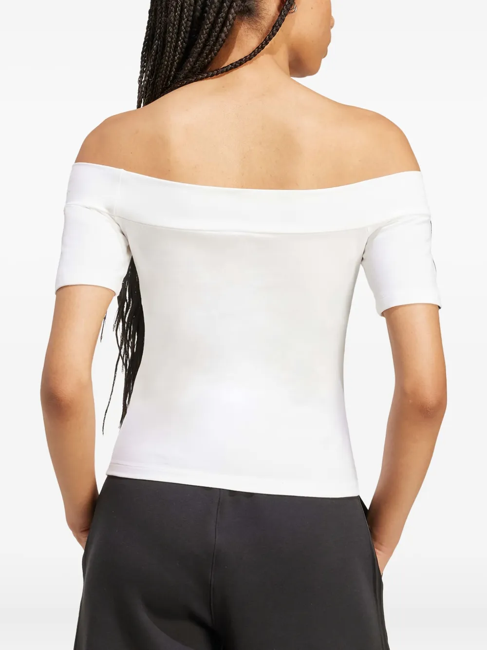 adidas 3-Stripes off-shoulder top Wit