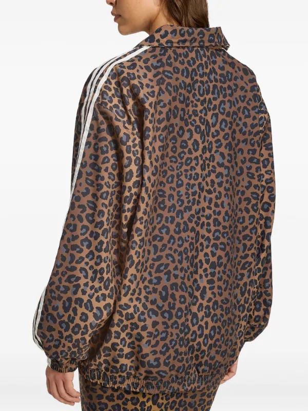 Adidas Firebird leopard-print Oversized Track Top Brown