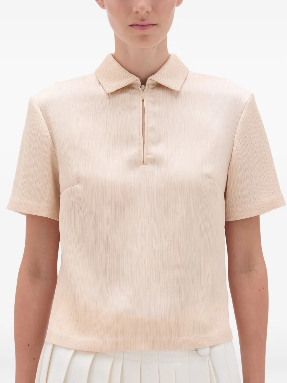 REMAIN Polotop met textuur en rits Beige