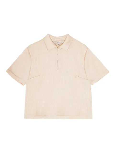 REMAIN zip-front textured polo top