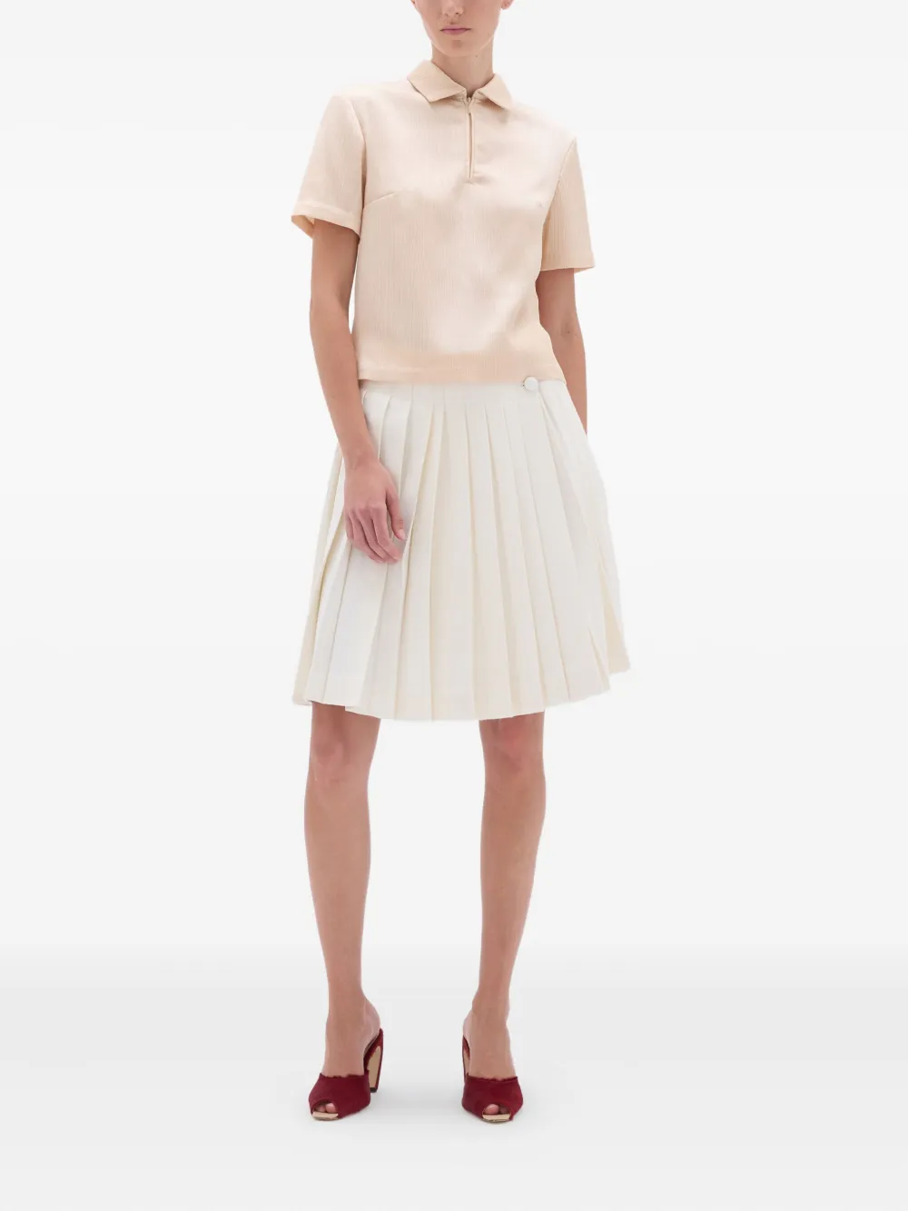 REMAIN Polotop met textuur en rits Beige
