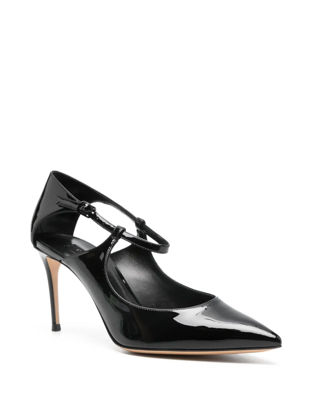 Casadei 80mm cut-out strap pumps Zwart