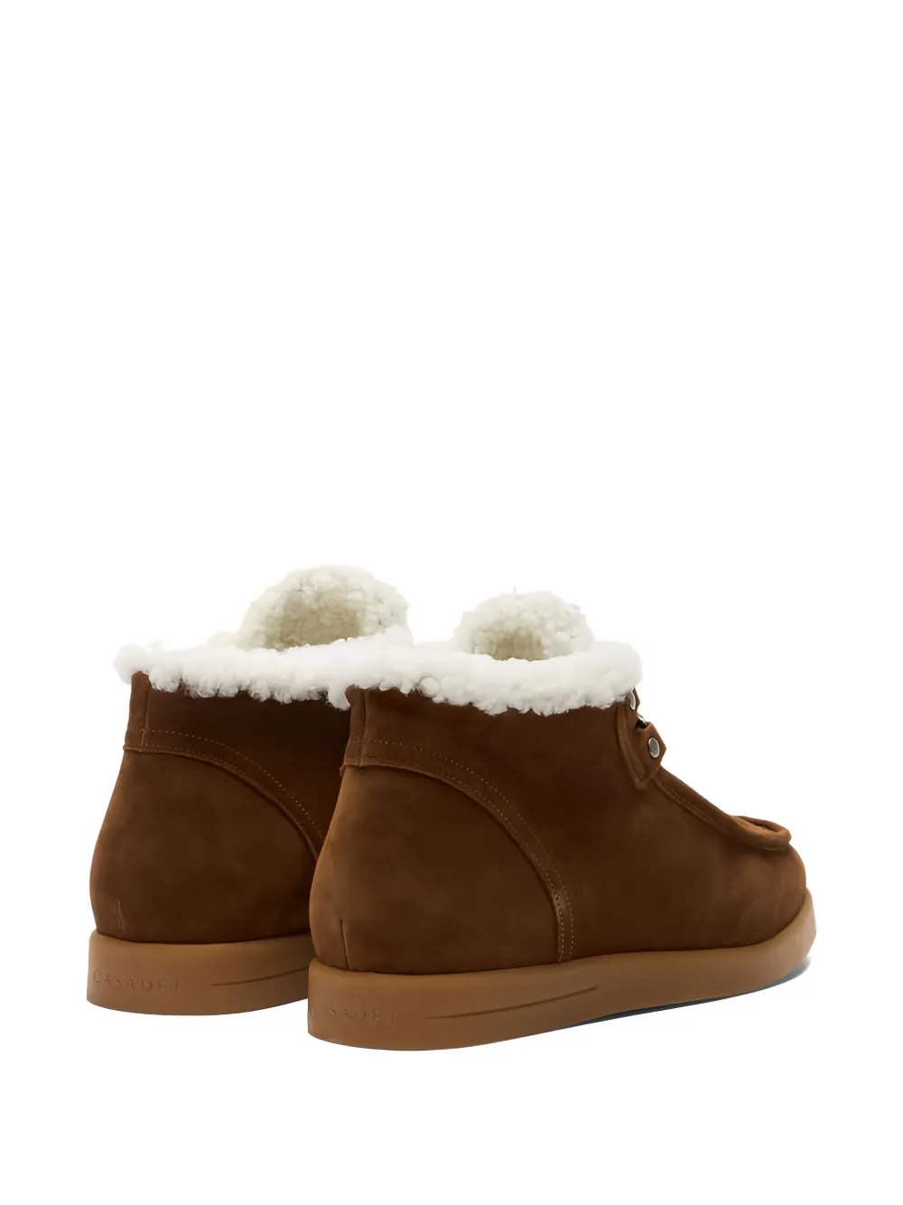 Casadei Dami Passage Shearling-trim Lace-up Boots In Brown