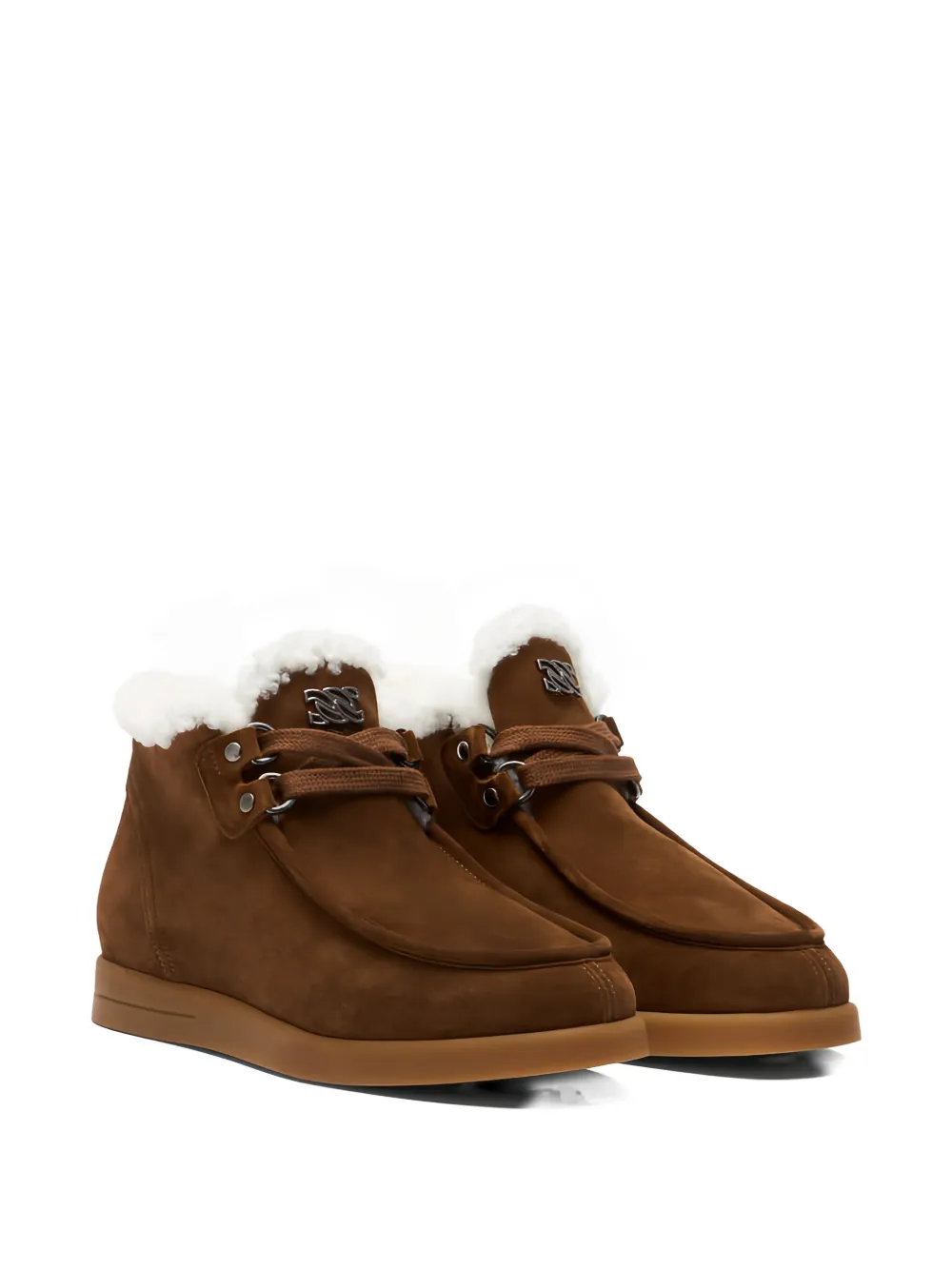 Casadei Dami Passage Shearling-trim Lace-up Boots In Brown