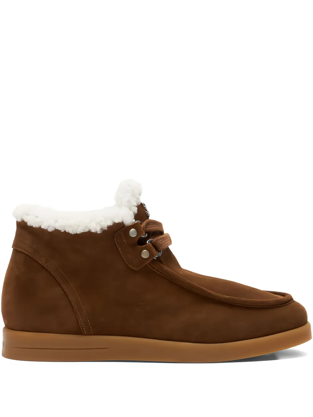 Casadei Dami Passage Shearling-trim Lace-up Boots In Brown