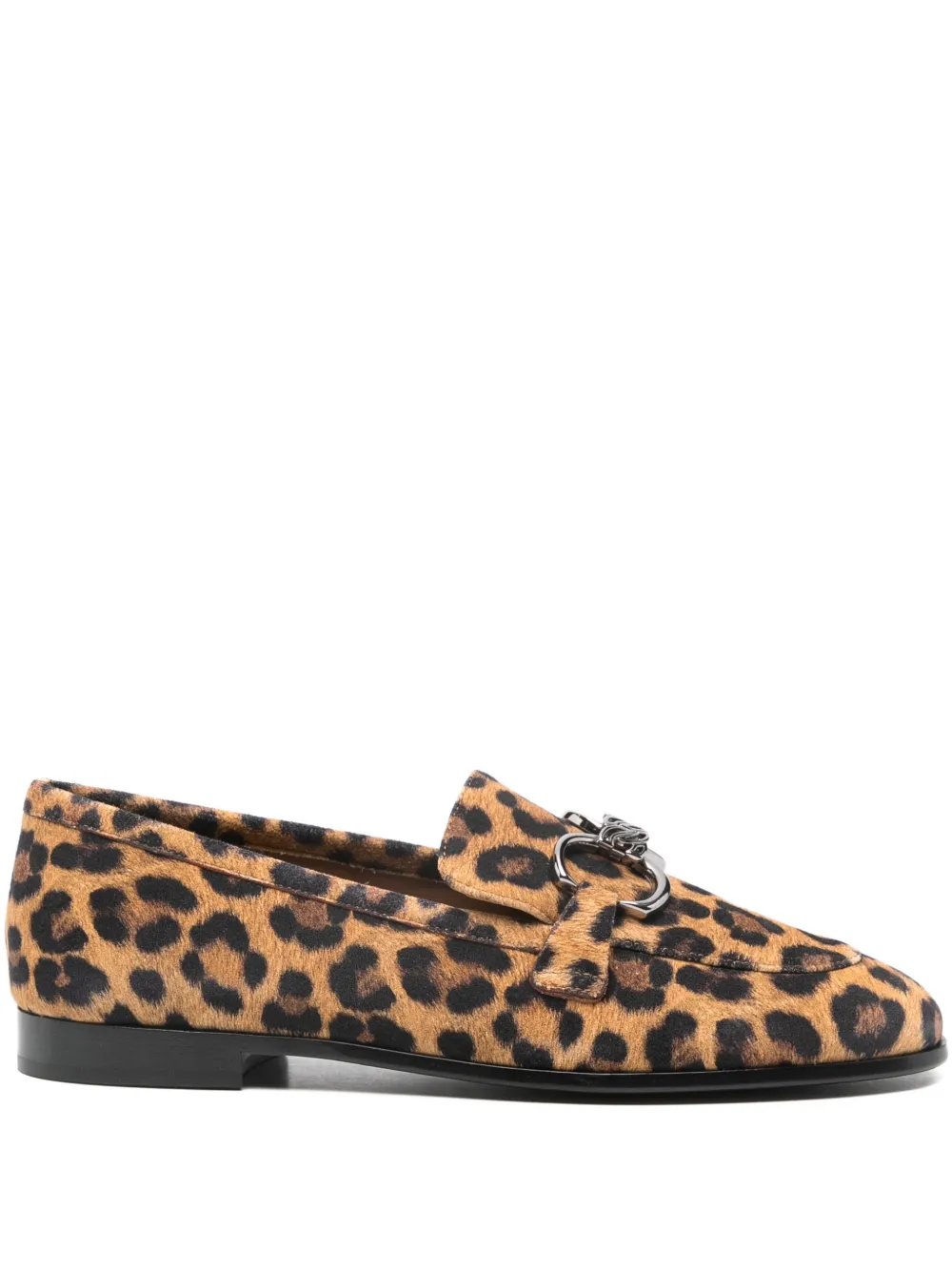 Casadei Hardware loafers met luipaardprint Bruin