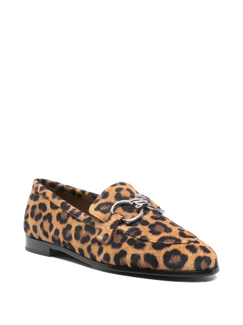 Casadei Hardware loafers met luipaardprint Bruin