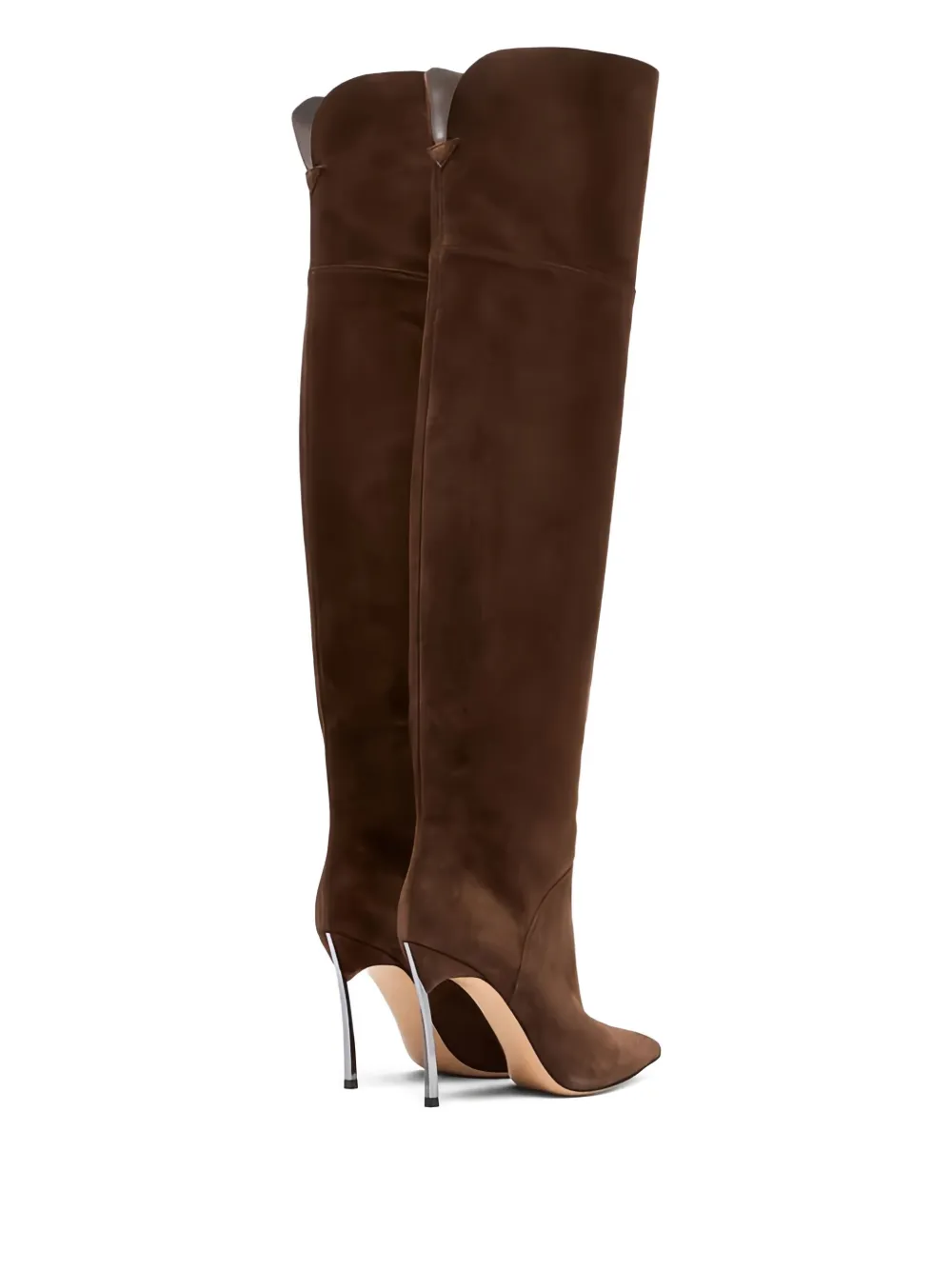 Casadei 100mm Metallic-heel Suede Over-the-knee Boots In Brown