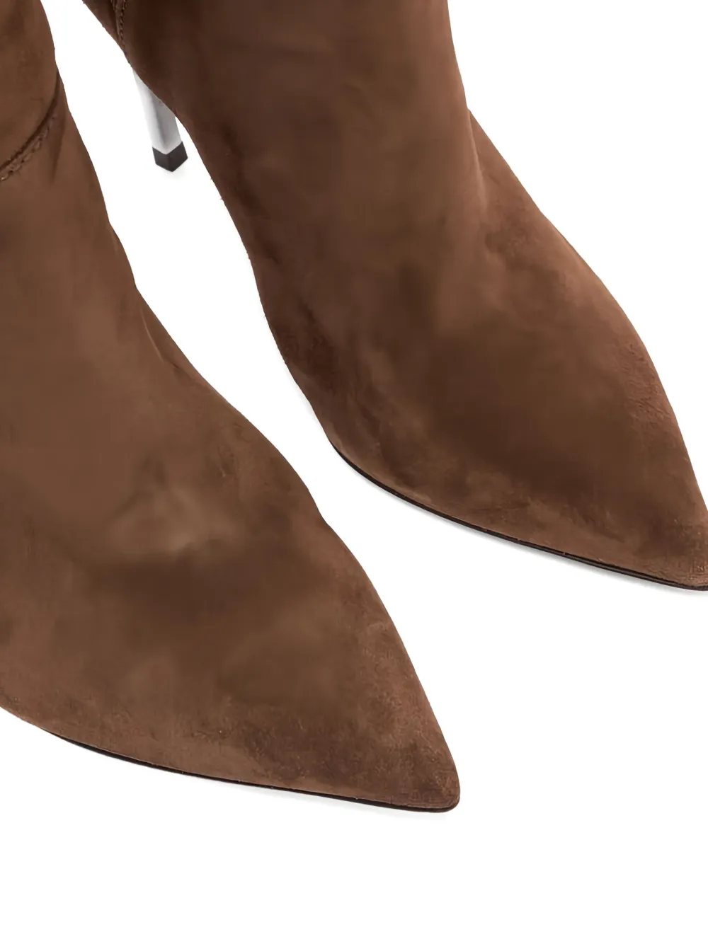 Casadei 100mm Metallic-heel Suede Over-the-knee Boots In Brown