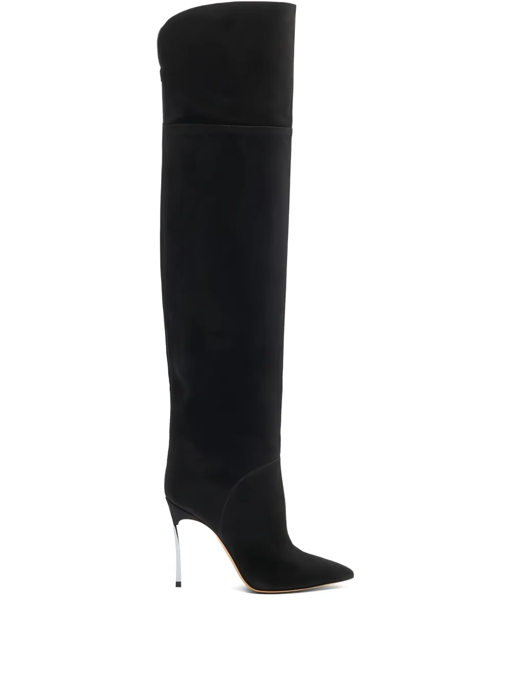 Casadei 100mm Metallic-heel Suede Over-the-knee Boots In Black