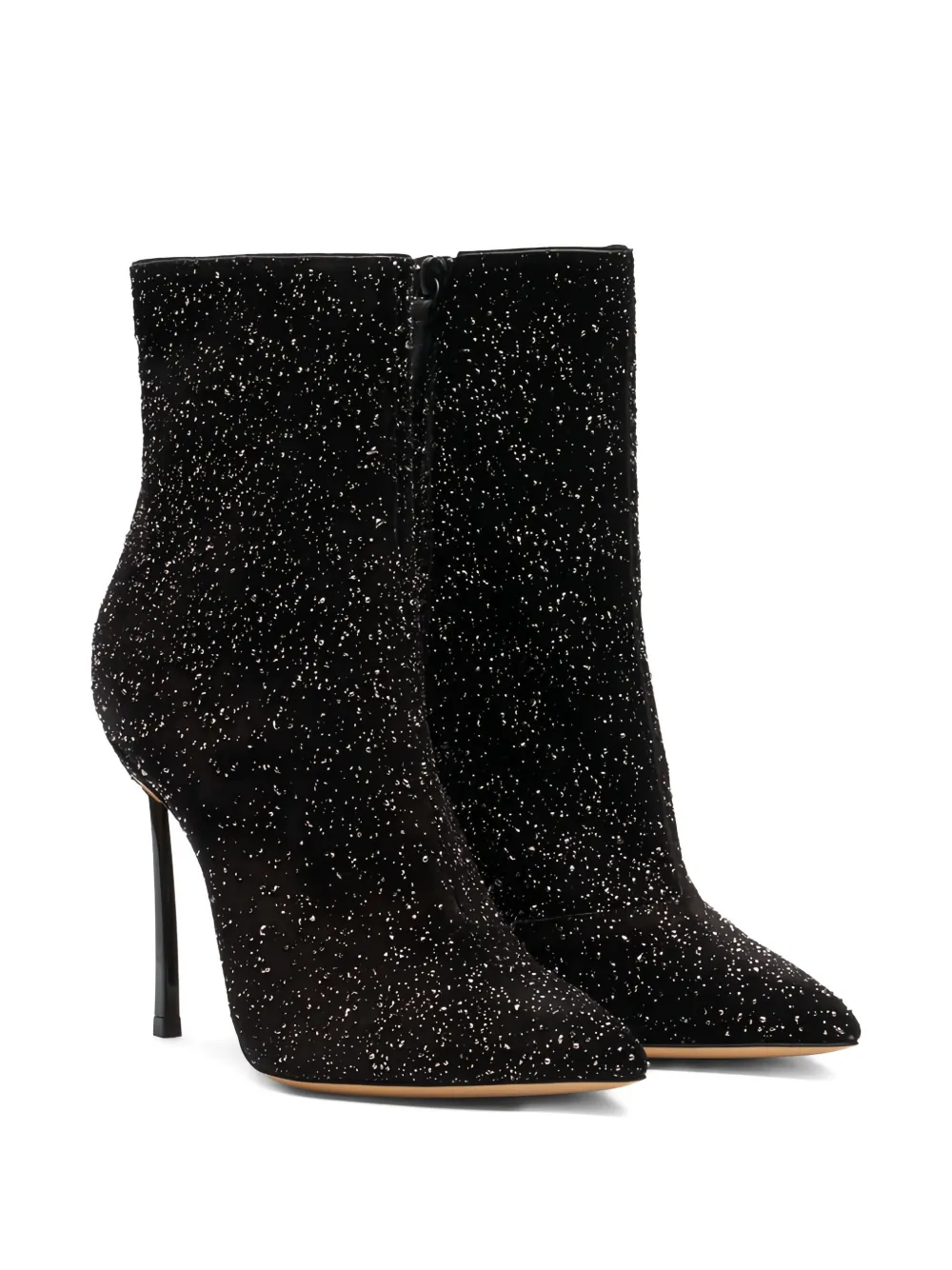 Casadei 100 mm Universe laarzen met puntige neus en glitters Zwart
