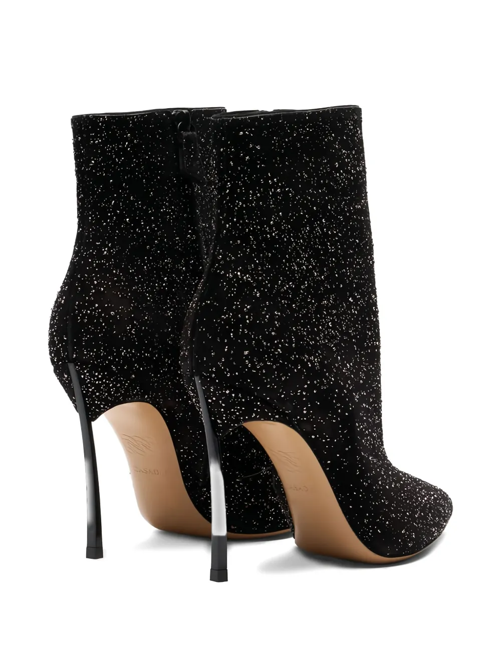 Casadei 100 mm Universe laarzen met puntige neus en glitters Zwart