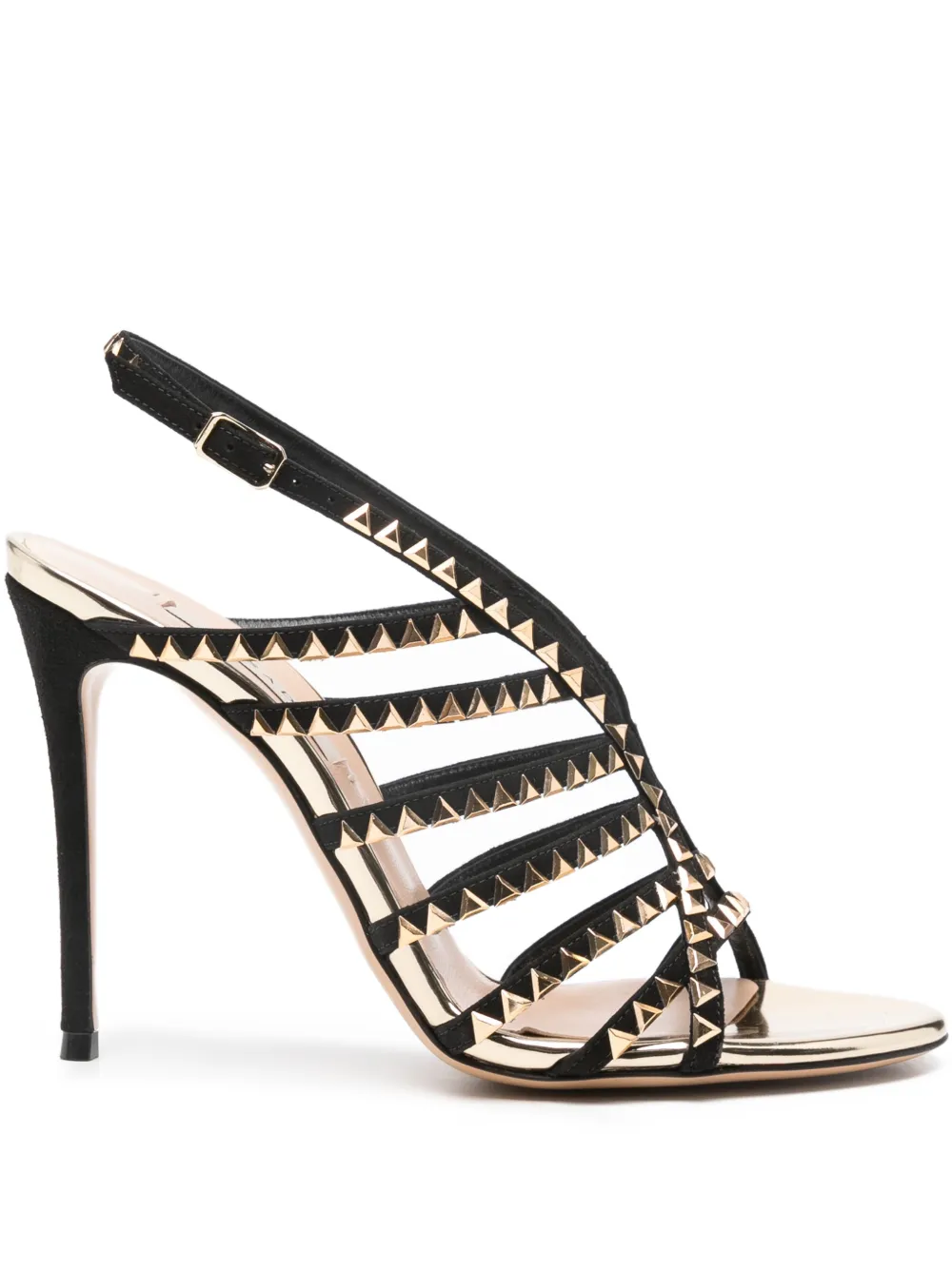 Casadei 10mm Divine studded heeled sandals Zwart