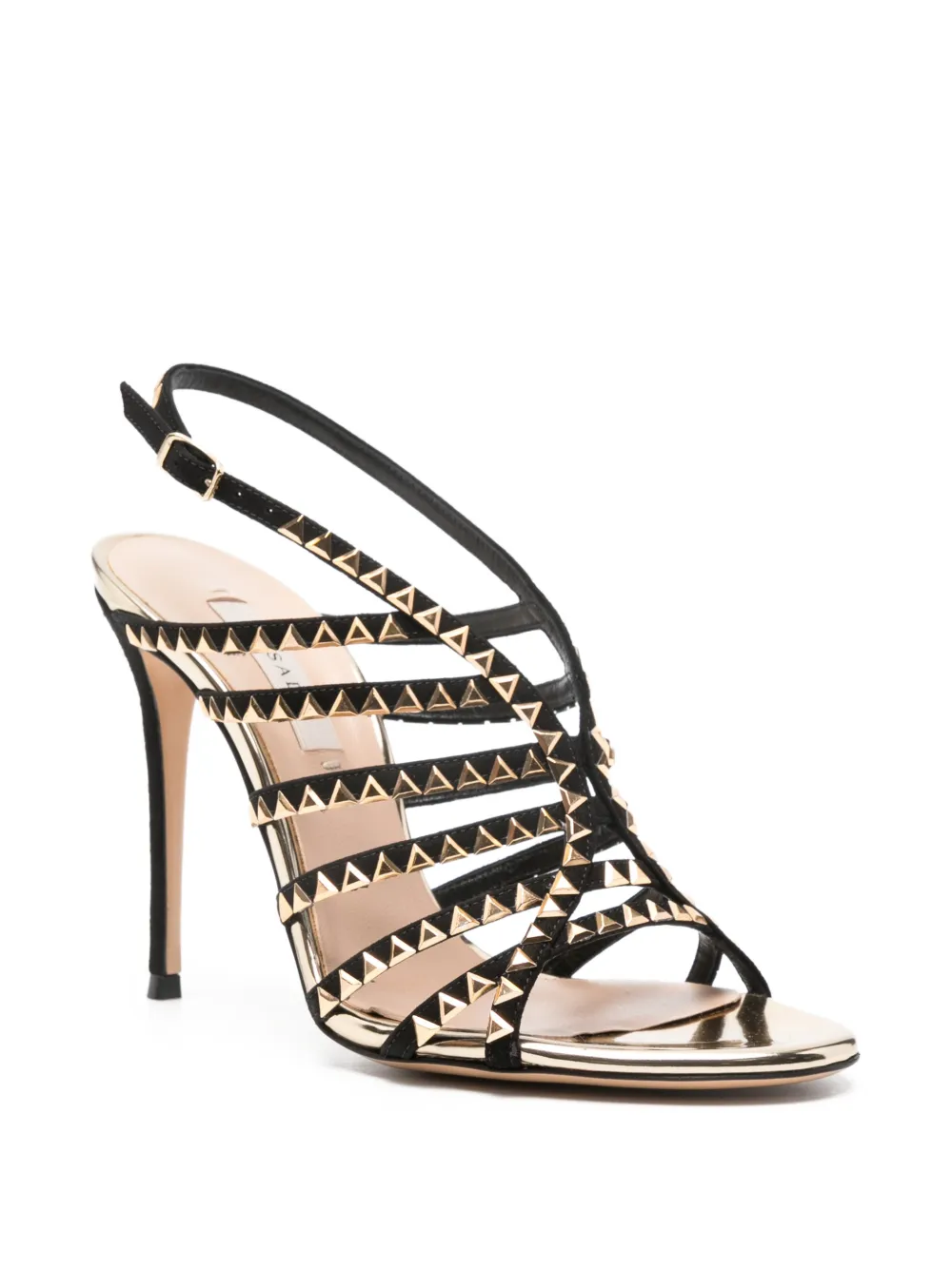 Casadei 10mm Divine studded heeled sandals Zwart